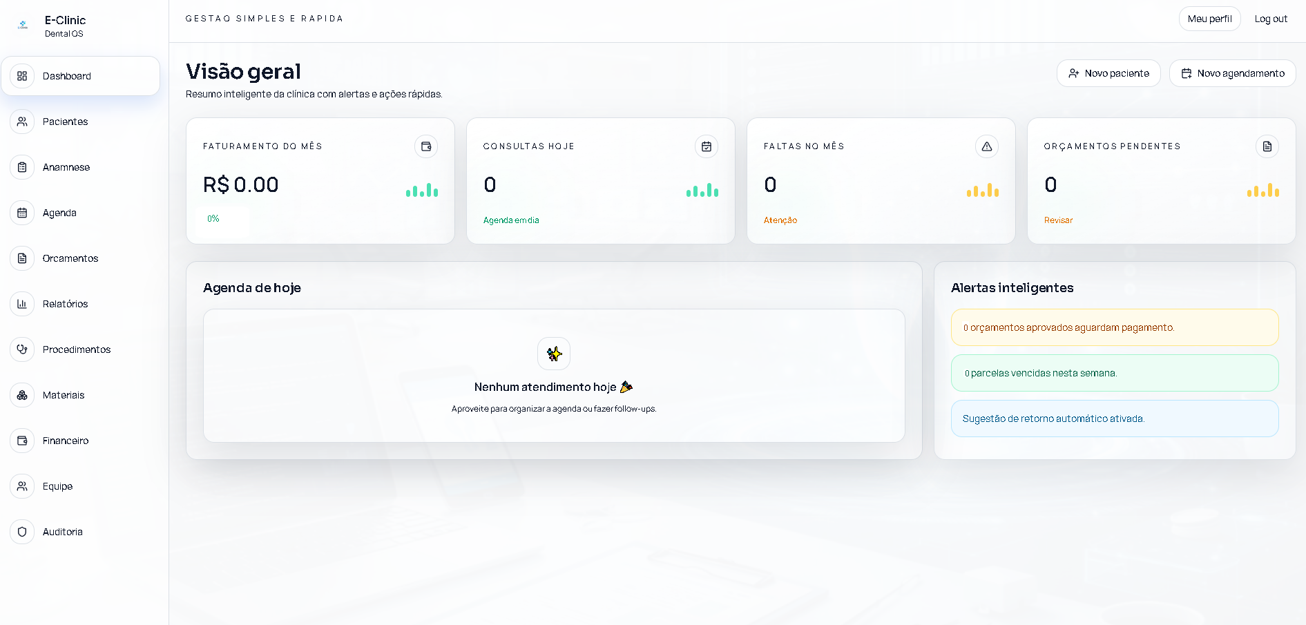 Dashboard do E-Clinic