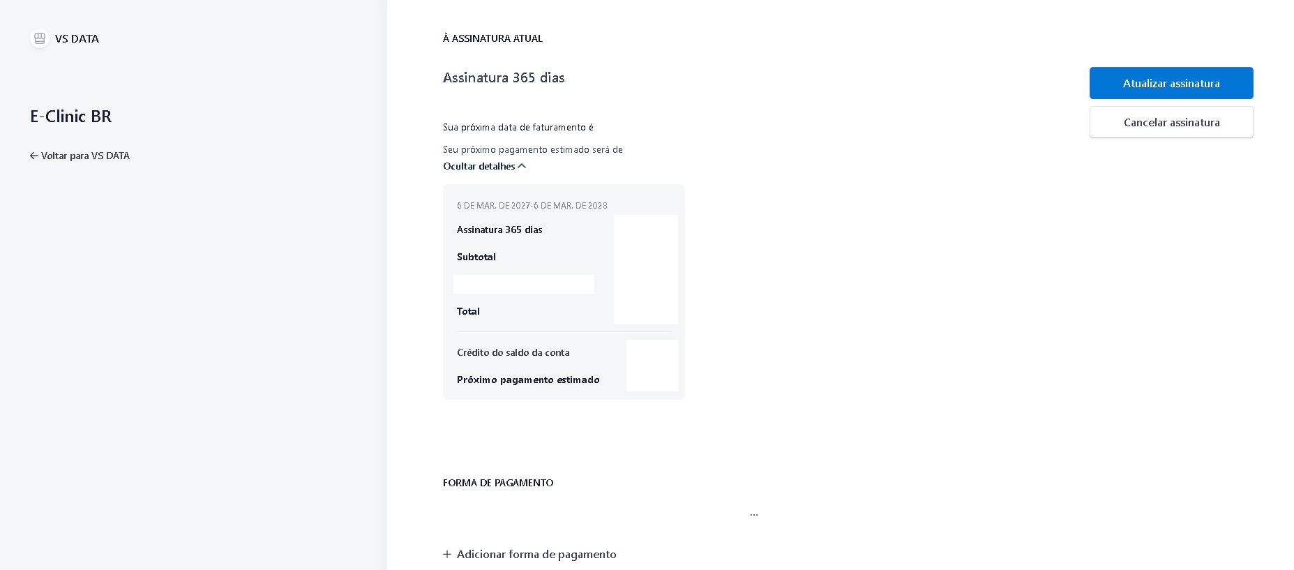 Gerenciamento da assinatura no Stripe