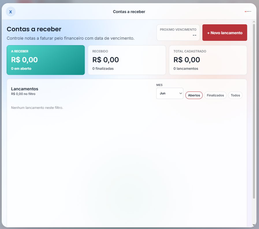 Contas a receber no sistema Mosquiteira.com
