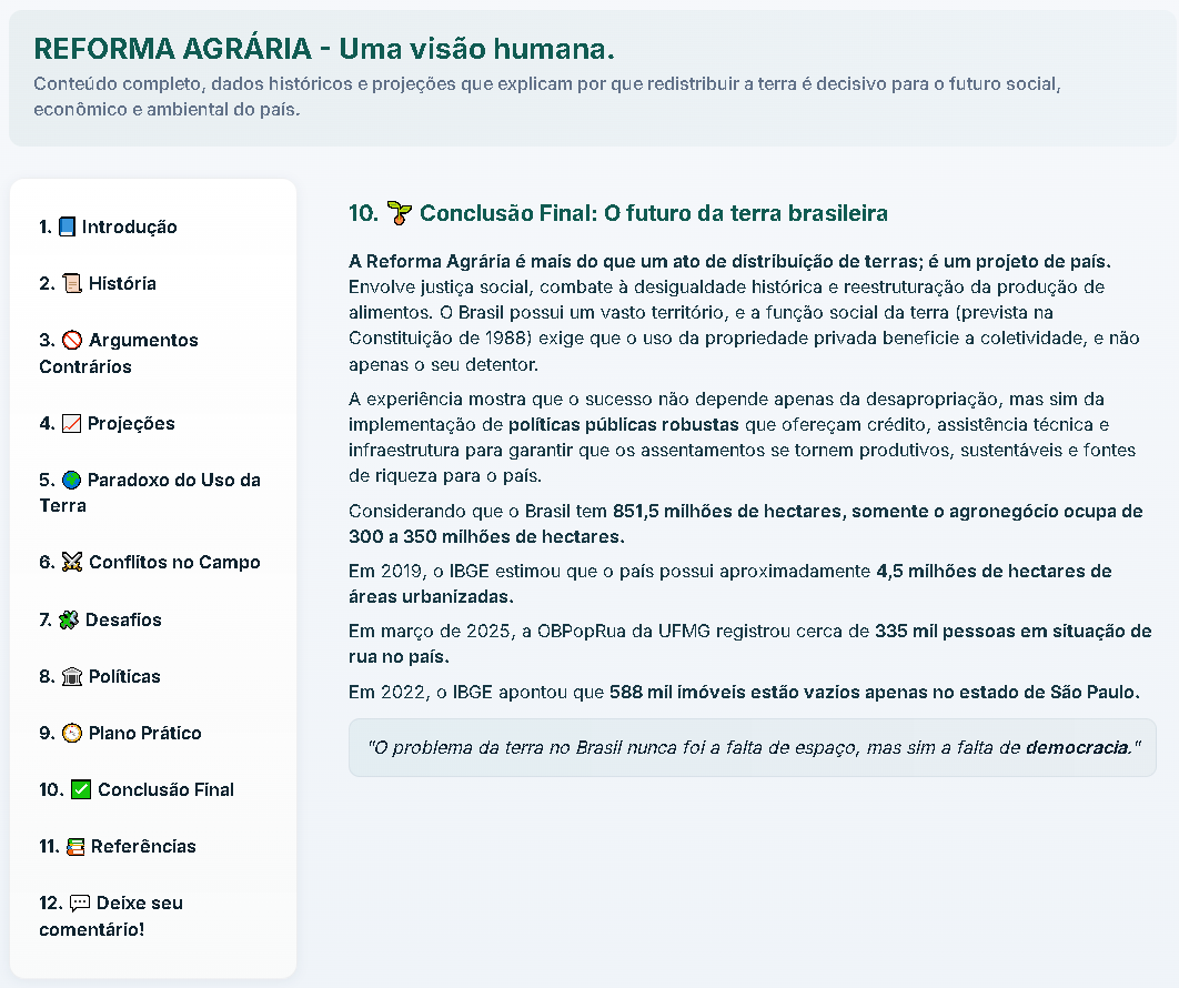 Conclusão da Reforma Agrária Educativa